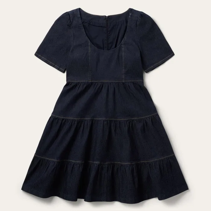 Mini Women Stetson Dark Denim Dress With Contrast Top Stitching Blue