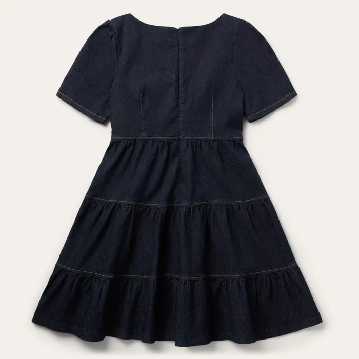 Mini Women Stetson Dark Denim Dress With Contrast Top Stitching Blue