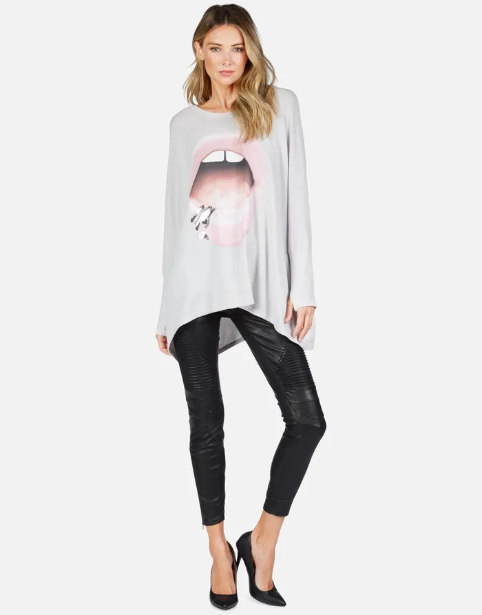 Mira X Pink Lip Piercing Cloud Women039s Lauren Moshi Long Sleeve