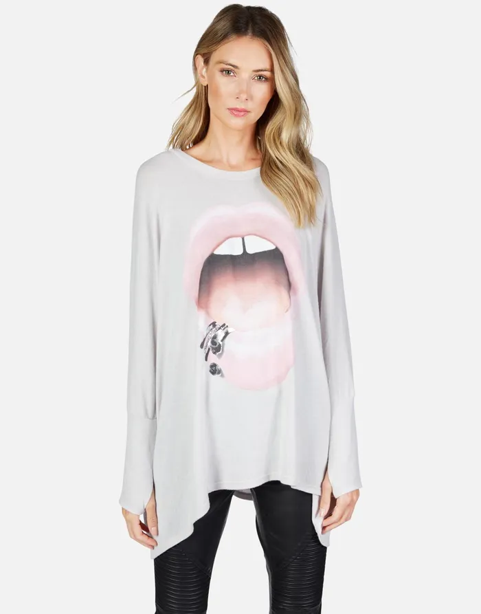 Mira X Pink Lip Piercing Cloud Women039s Lauren Moshi Long Sleeve
