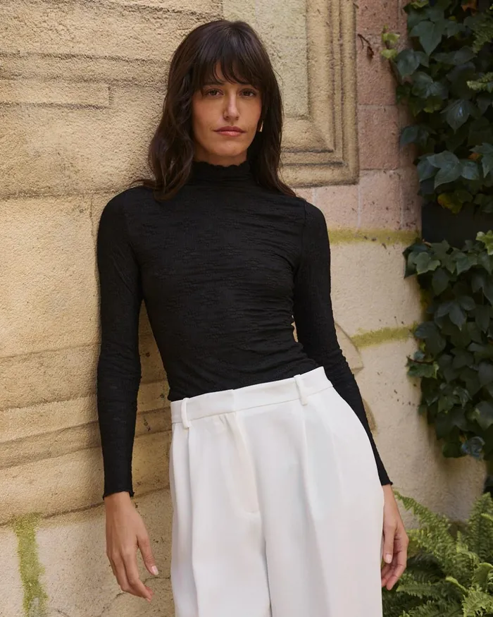 Mirena Embroidered Top Black Women Polin Et Moi TShirts And Tops