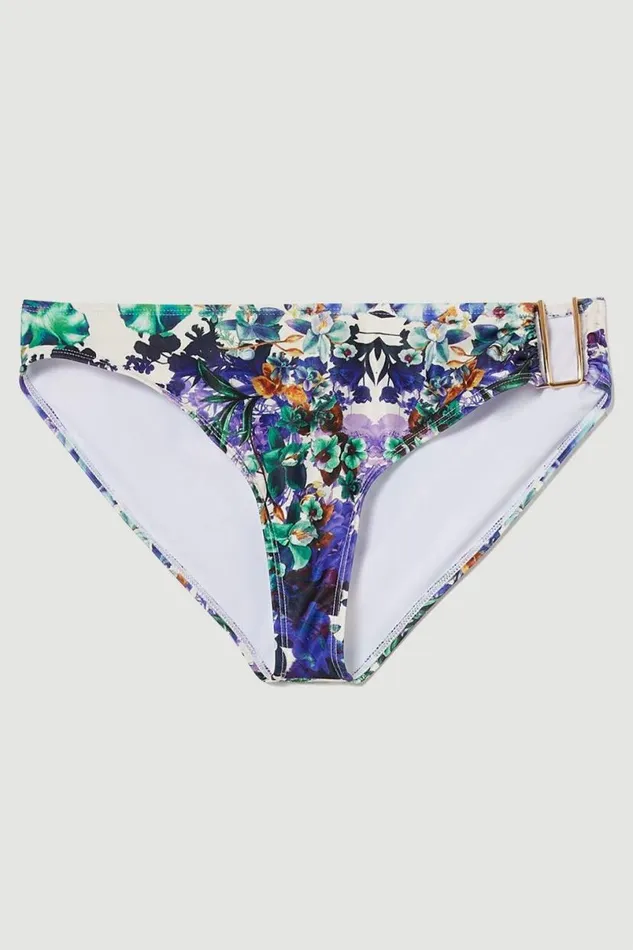 Mirror Print Gold Trim Bikini Bottoms Purple Women Karen Millen Beachwear