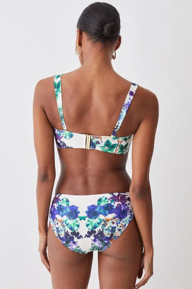 Mirror Print Gold Trim Bikini Bottoms Purple Women Karen Millen Beachwear
