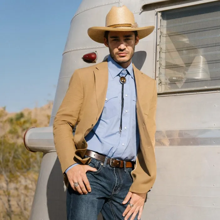 Modern Cut Men Stetson Blue End On End Solid Shirt Blue