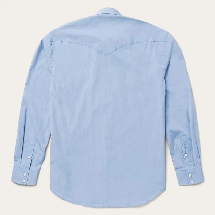 Modern Cut Men Stetson Blue End On End Solid Shirt Blue