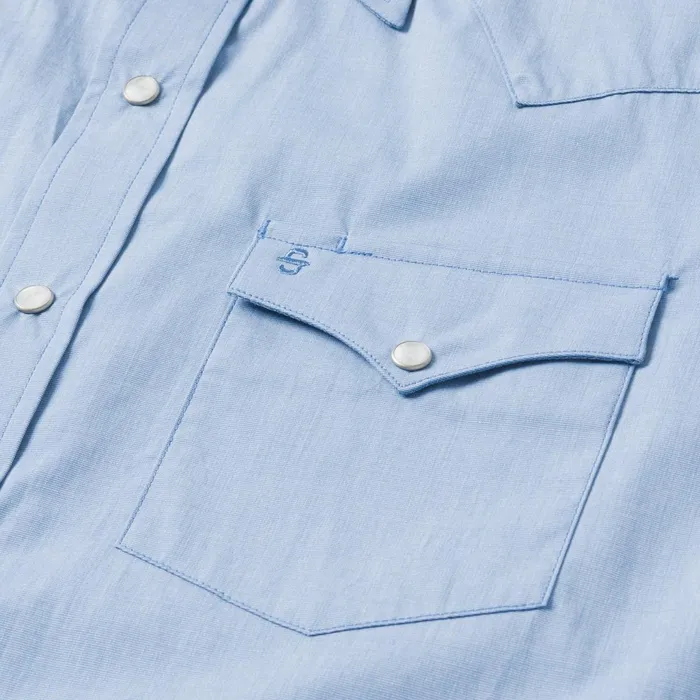 Modern Cut Men Stetson Blue End On End Solid Shirt Blue