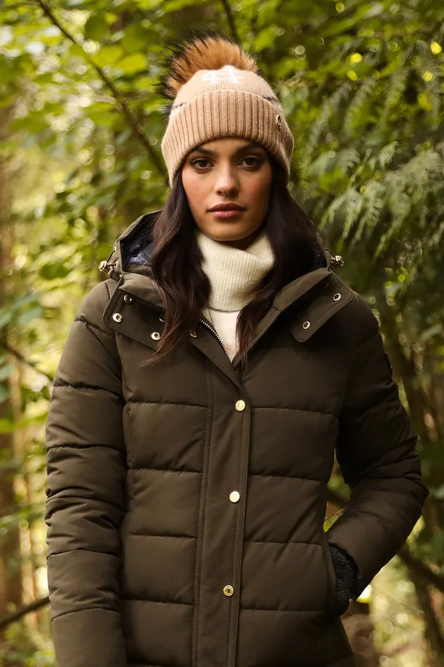 Monogram Bobble Hat Caramel Women Holland Cooper Hats