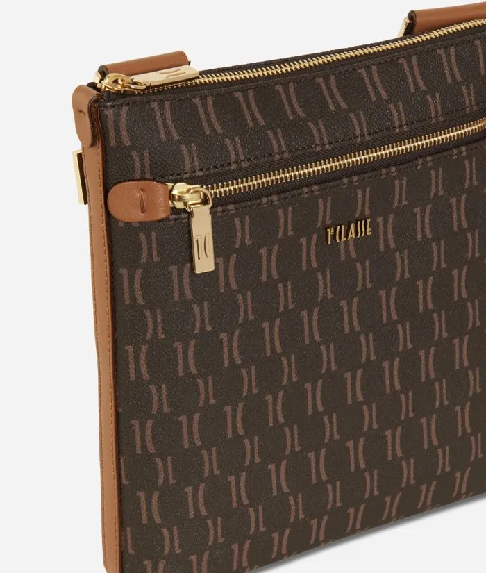 Monogram Flat Crossbody Bag Dark Buff Man Alviero Martini Crossbody and Messenger Bags