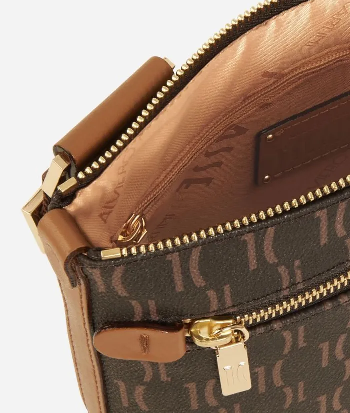 Monogram Flat Crossbody Bag Dark Buff Man Alviero Martini Crossbody and Messenger Bags