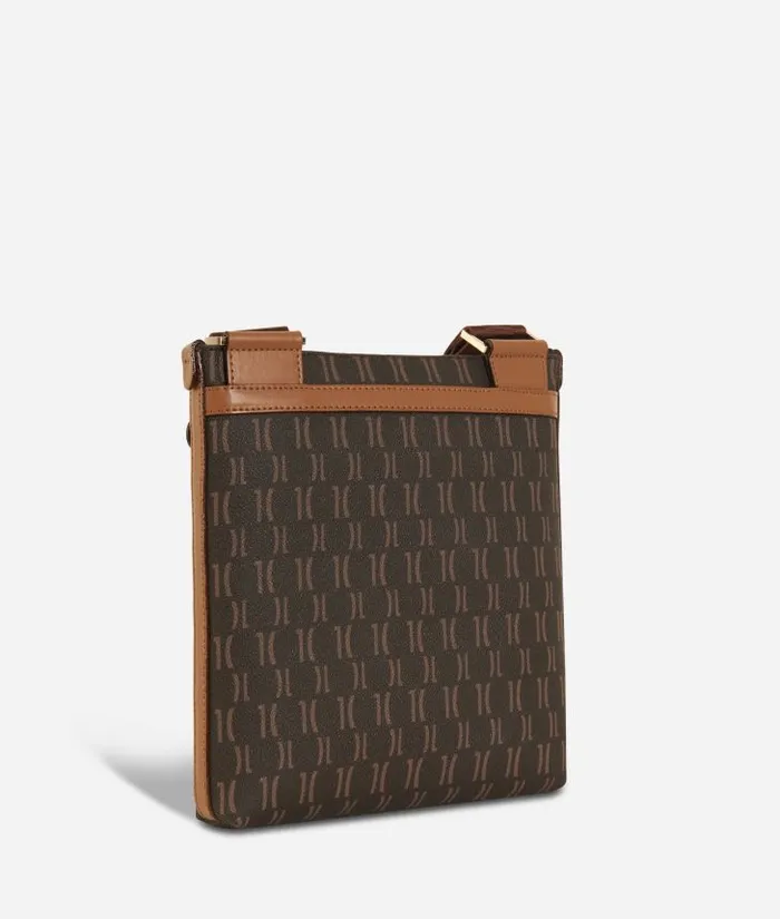 Monogram Flat Crossbody Bag Dark Buff Man Alviero Martini Crossbody and Messenger Bags