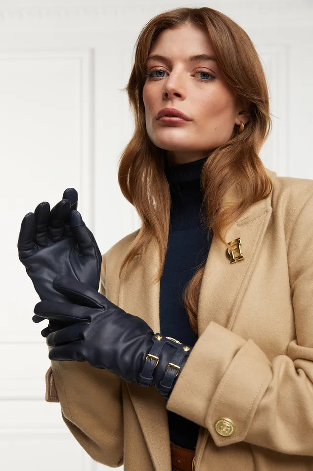 Monogram Leather Gloves Ink Navy Women Holland Cooper Gloves Monogram Leather Gloves Ink Navy Women Holland Cooper Gloves