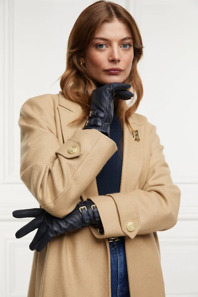 Monogram Leather Gloves Ink Navy Women Holland Cooper Gloves Monogram Leather Gloves Ink Navy Women Holland Cooper Gloves