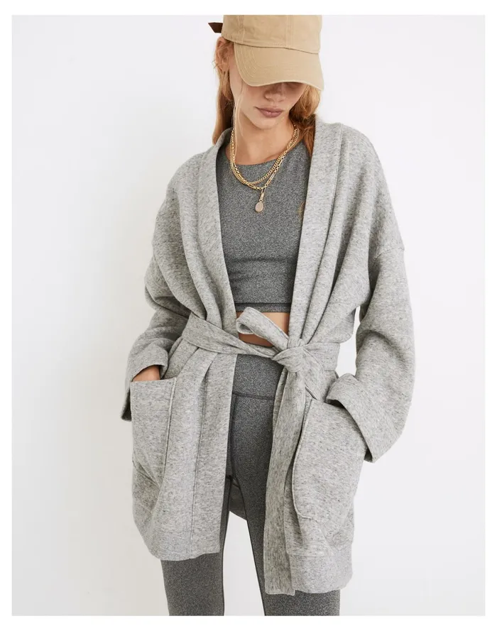 MWL Betterterry Wrap Sweatshirt Jacket Hthr Pepper Women Madewell MWL Athleisure MWL Betterterry Wrap Sweatshirt Jacket Hthr Pepper Women Madewell MWL Athleisure