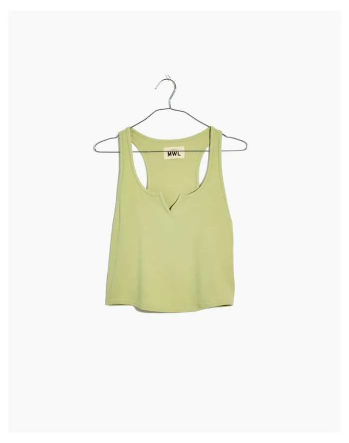 MWL Ribbed Split Neck Crop Tank Faded Seagrass Women Madewell Activewear