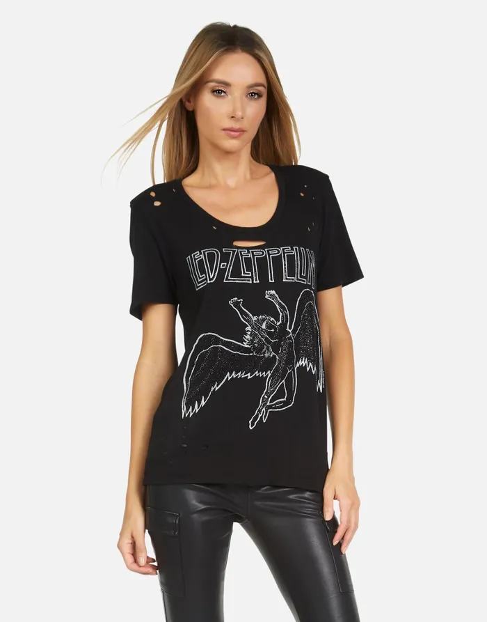 Myra Led Zeppelin Outline Black Women039s Lauren Moshi Short Sleeve