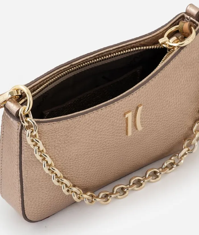 New Moon Leather Pouch With Chain And Crossbody Strap Rose Gold Woman Alviero Martini Mini Bags and Pouches