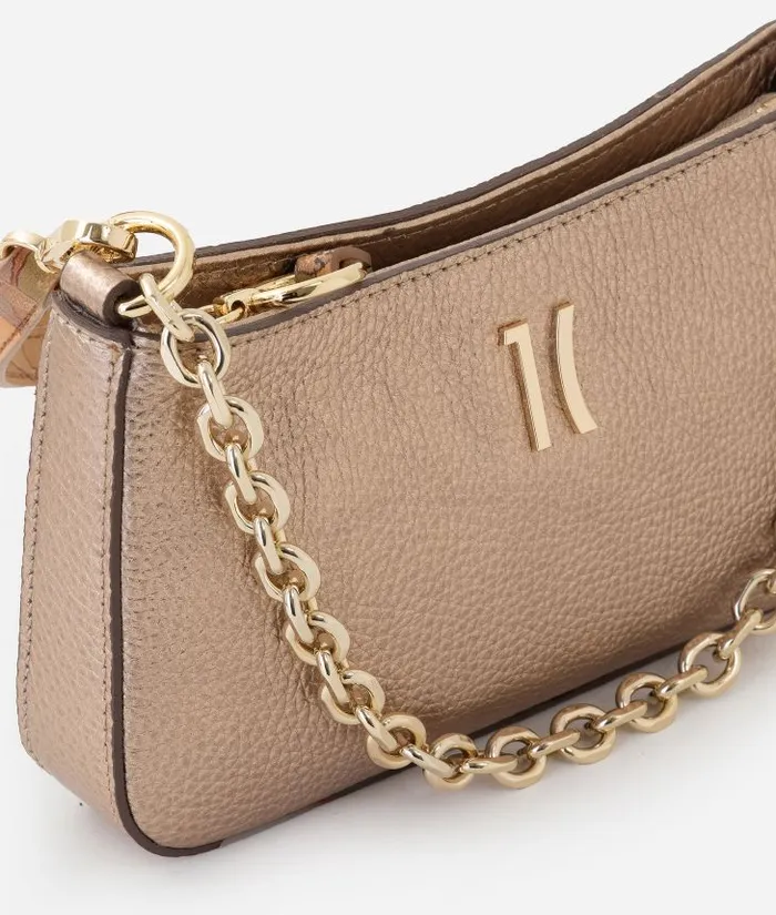 New Moon Leather Pouch With Chain And Crossbody Strap Rose Gold Woman Alviero Martini Mini Bags and Pouches
