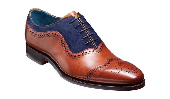 Nicholas 8211 Antique Rosewood Navy Suede Mens Barker Shoes Mens Brogues
