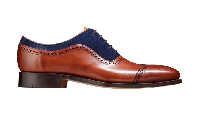 Nicholas 8211 Antique Rosewood Navy Suede Mens Barker Shoes Mens Brogues