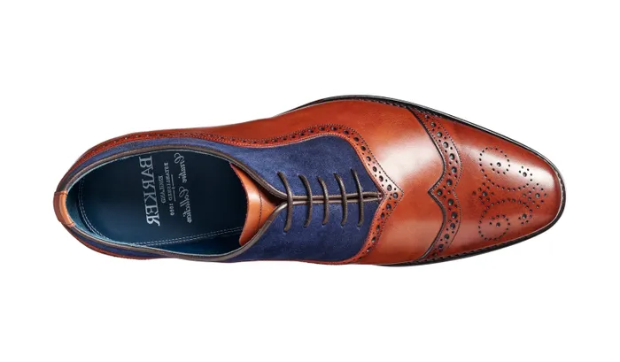 Nicholas 8211 Antique Rosewood Navy Suede Mens Barker Shoes Mens Brogues