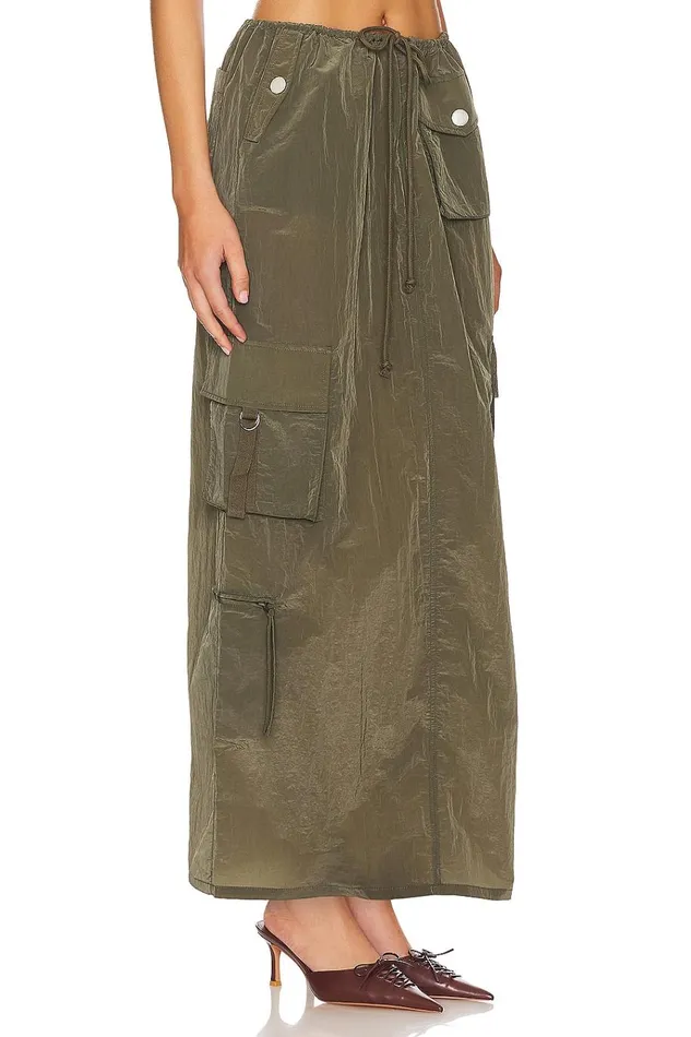 Noah Maxi Skirt Olive Green Women Lovers Friends Skirts