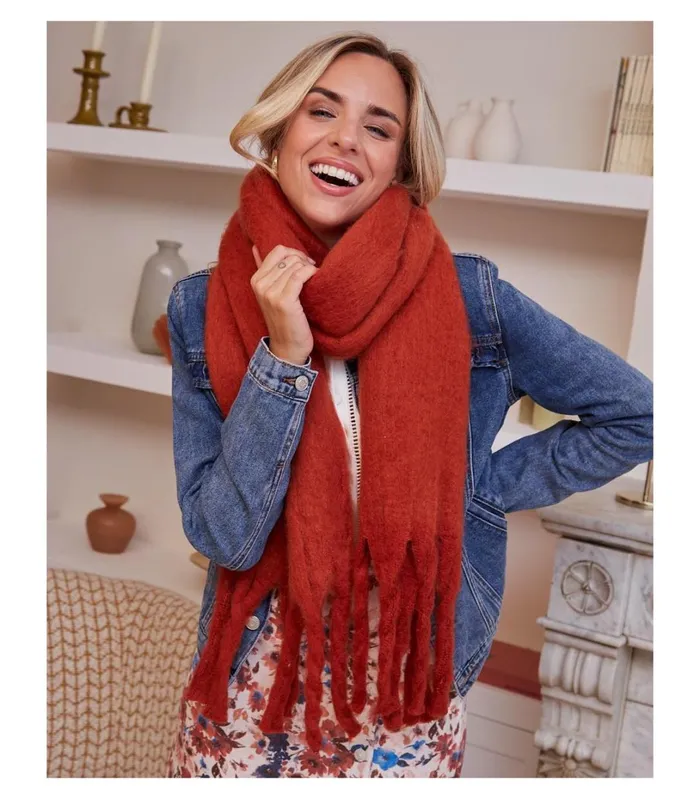 Noemi Fringed Scarf Tile Women Polin Et Moi Hats And Scarves
