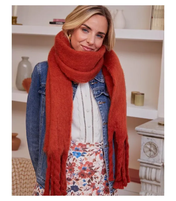 Noemi Fringed Scarf Tile Women Polin Et Moi Hats And Scarves Noemi Fringed Scarf Tile Women Polin Et Moi Hats And Scarves