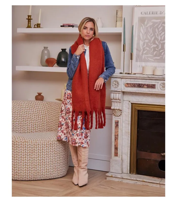 Noemi Fringed Scarf Tile Women Polin Et Moi Hats And Scarves Noemi Fringed Scarf Tile Women Polin Et Moi Hats And Scarves