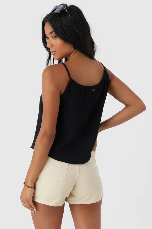 O039NEILL ANYA CRINKLE DOUBLE GAUZE TANK TOP Black Women Collections