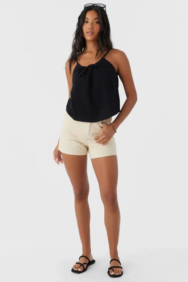 O039NEILL ANYA CRINKLE DOUBLE GAUZE TANK TOP Black Women Collections