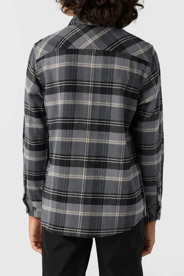 O039NEILL BOY039S REDMOND PLAID LONG SLEEVE SHIRT Graphite Kids Boy039S Clothing