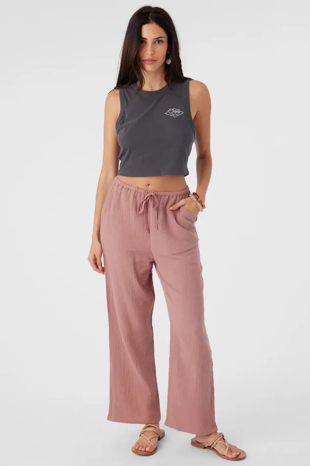 O039NEILL BRENDA CRINKLE DOUBLE GAUZE BEACH PANTS Burlwood Women Collections