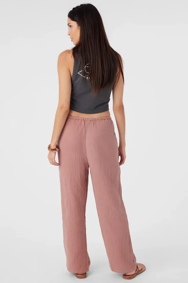 O039NEILL BRENDA CRINKLE DOUBLE GAUZE BEACH PANTS Burlwood Women Collections