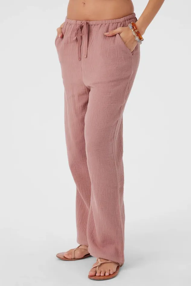 O039NEILL BRENDA CRINKLE DOUBLE GAUZE BEACH PANTS Burlwood Women Collections