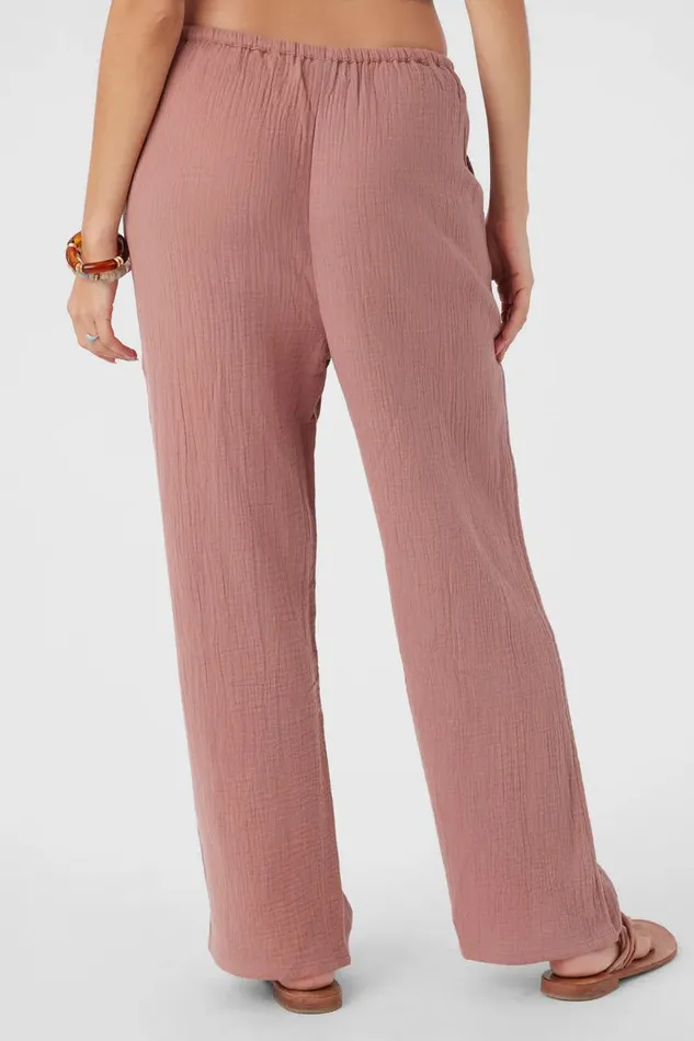 O039NEILL BRENDA CRINKLE DOUBLE GAUZE BEACH PANTS Burlwood Women Collections