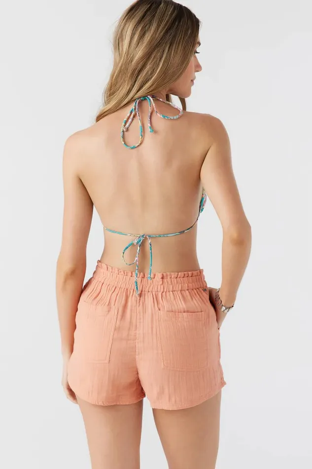 O039NEILL CARLA CRINKLE DOUBLE GAUZE BEACH SHORTS Canyon Sunset Women Collections