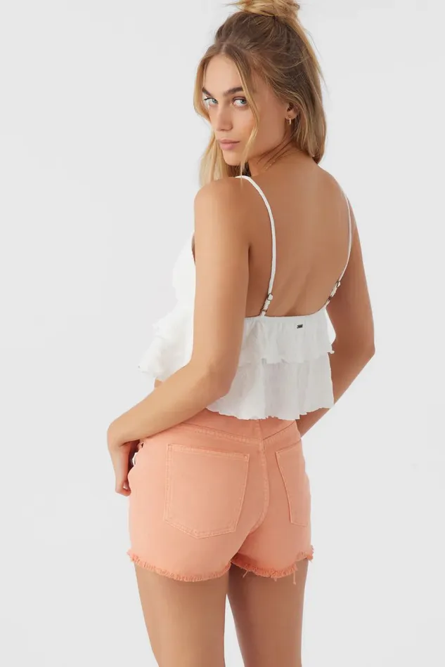 O039NEILL CHLOEY TEXTURED KNIT TIERED TANK TOP White Women Clothing