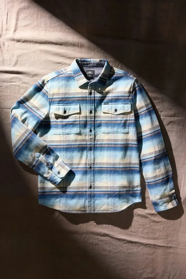 O039NEILL EAST CLIFF HEAVY WEIGHT FLANNEL LONG SLEEVE SHIRT Indigo Men Featured