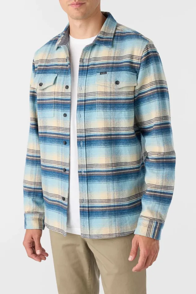 O039NEILL EAST CLIFF HEAVY WEIGHT FLANNEL LONG SLEEVE SHIRT Indigo Men Featured