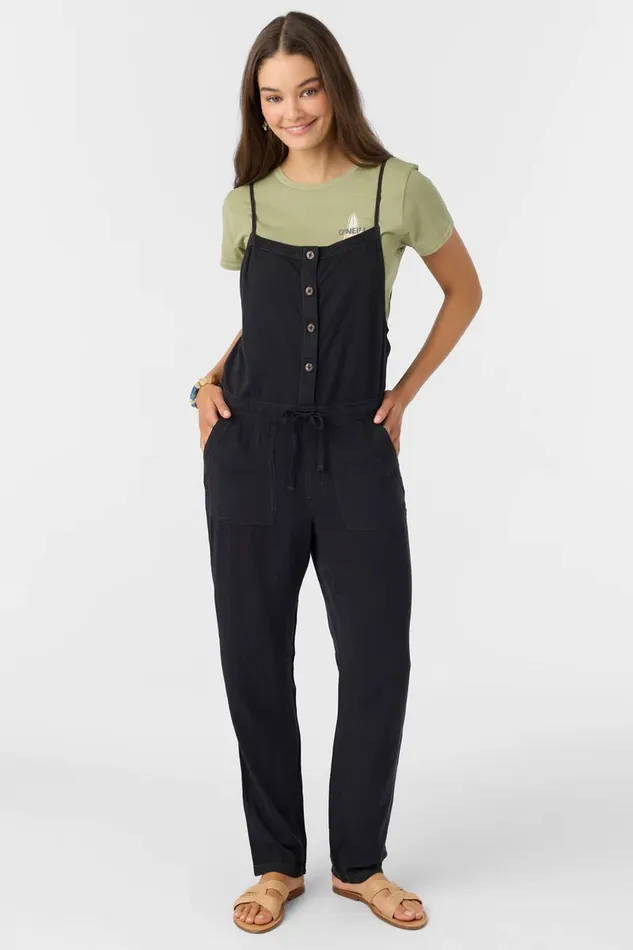 O039NEILL FRANCINA TWILL JUMPSUIT Jet Black Women Clothing
