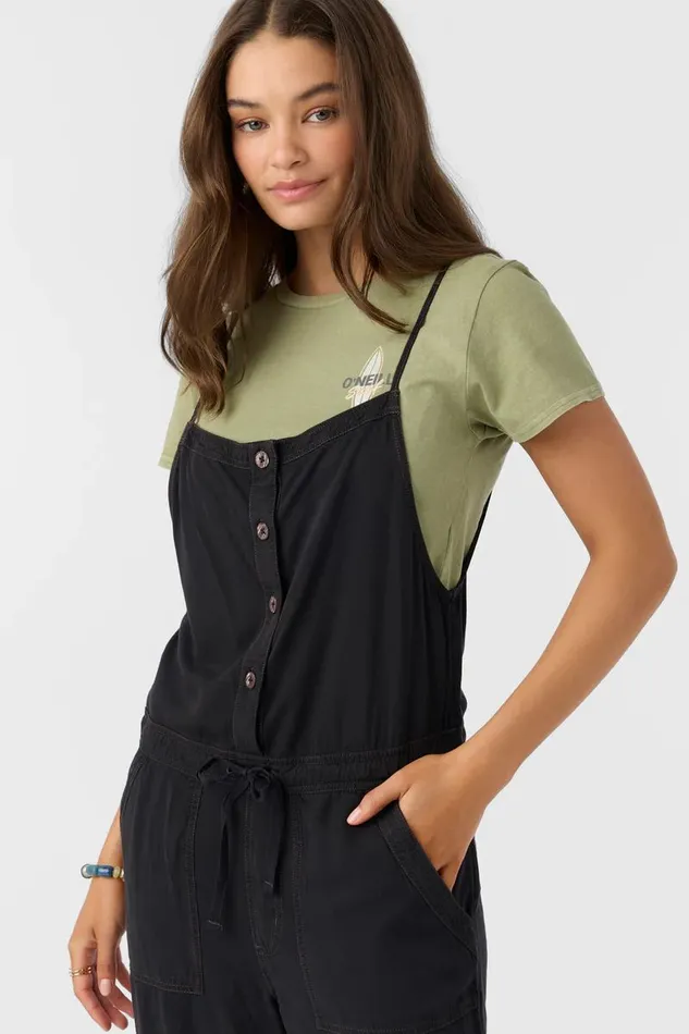 O039NEILL FRANCINA TWILL JUMPSUIT Jet Black Women Clothing