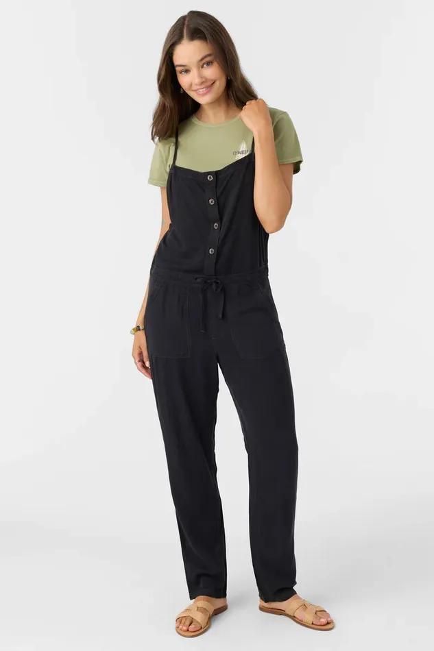 O039NEILL FRANCINA TWILL JUMPSUIT Jet Black Women Clothing