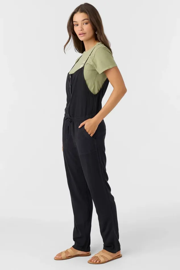O039NEILL FRANCINA TWILL JUMPSUIT Jet Black Women Clothing