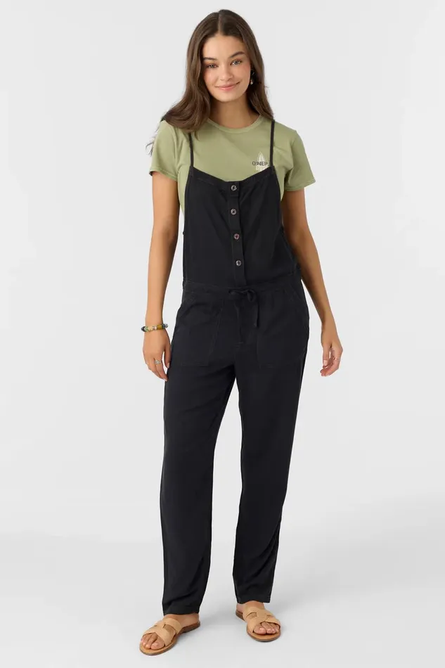 O039NEILL FRANCINA TWILL JUMPSUIT Jet Black Women Clothing