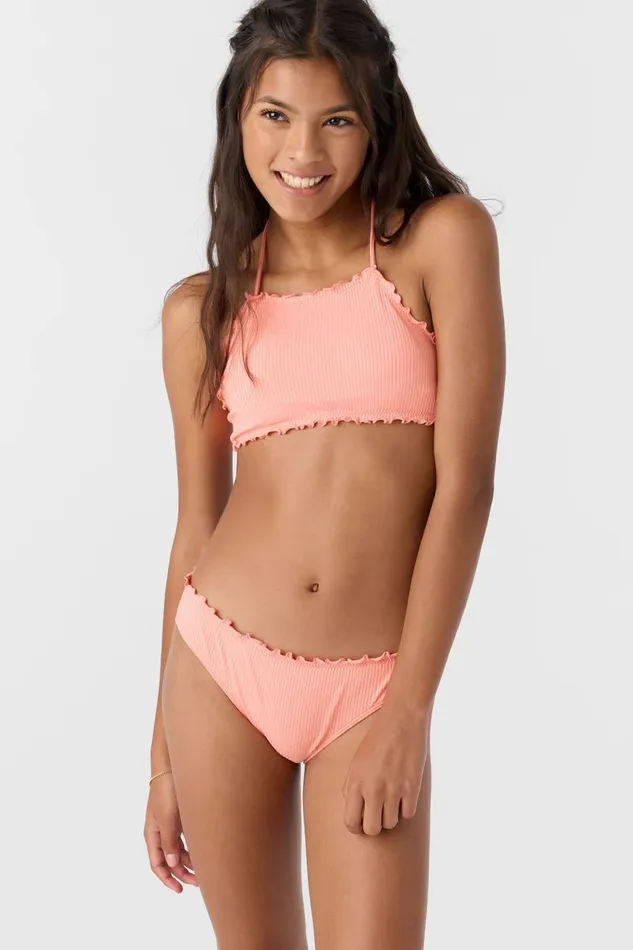 O039NEILL GIRL039S DAWNBREAK RIB HINECK RUFFLE EDGE SET Women Girl039S Swim