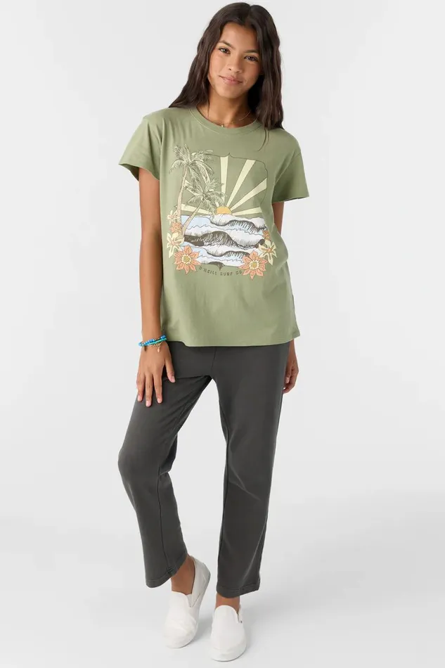 O039NEILL GIRL039S TROPICAL SWELL TEE Oil Green Kids Girl039S Clothing