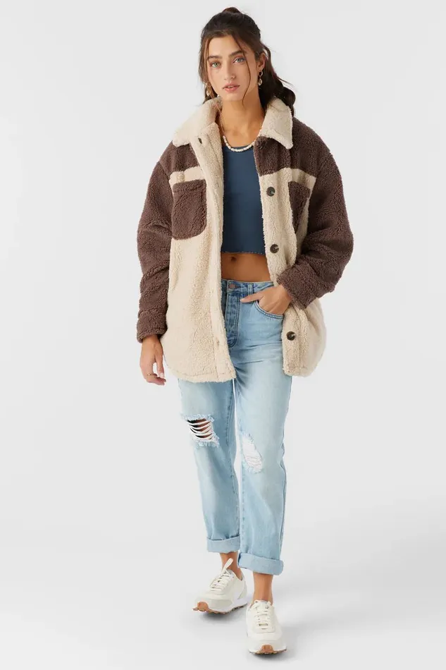 O039NEILL HEATH COLORBLOCK HIGH PILE OVERSIZED FLEECE JACKET Women Clothing
