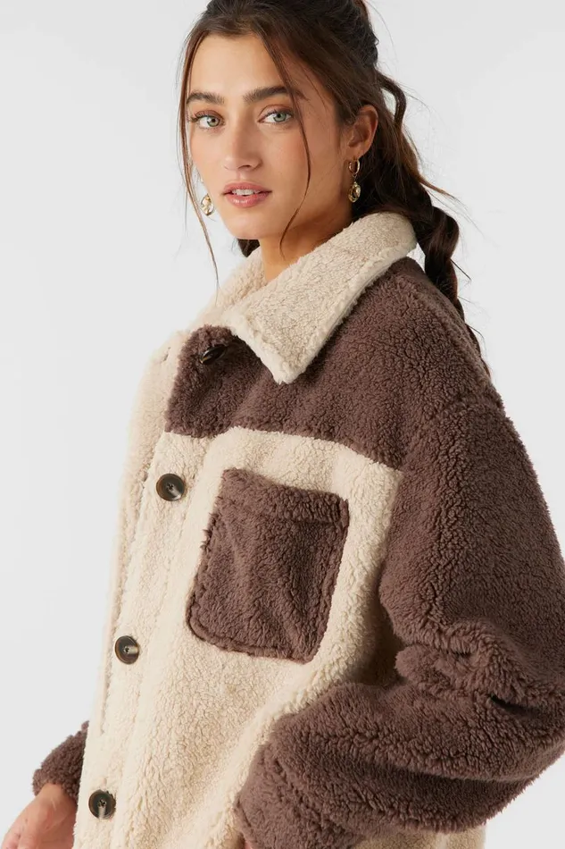 O039NEILL HEATH COLORBLOCK HIGH PILE OVERSIZED FLEECE JACKET Women Clothing
