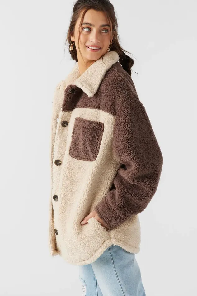 O039NEILL HEATH COLORBLOCK HIGH PILE OVERSIZED FLEECE JACKET Women Clothing
