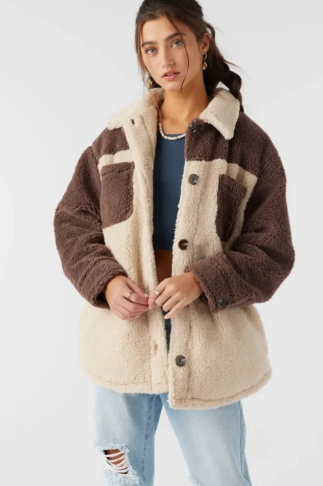 O039NEILL HEATH COLORBLOCK HIGH PILE OVERSIZED FLEECE JACKET Women Clothing